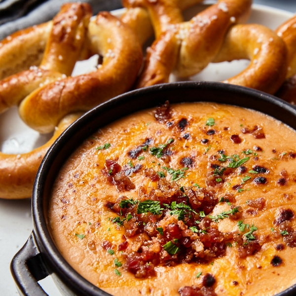 How to make cheesy dip with bacon and beer - the perfect game night appetizer