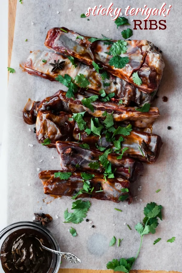 A simple in oven ribs recipe for Cantonese-style Sticky Teriyaki Ribs, a delicious way to prepare succulent pork ribs at home