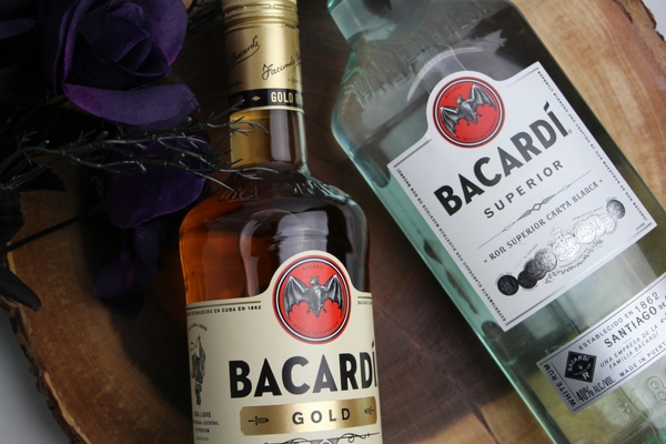 We used Bacardi rum for these shimmery Halloween cocktails