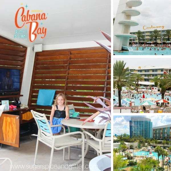 Review of all amenities at Cabana Bay Beach Resort including the Lazy River, water slide and two pools