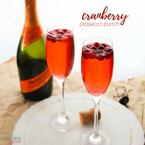 A delicious cranberry prosecco punch - a fun cranberry mimosa for toasting a fall brunch