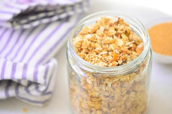 A simple and easy apple granola with prunes, apple chips and apple spice