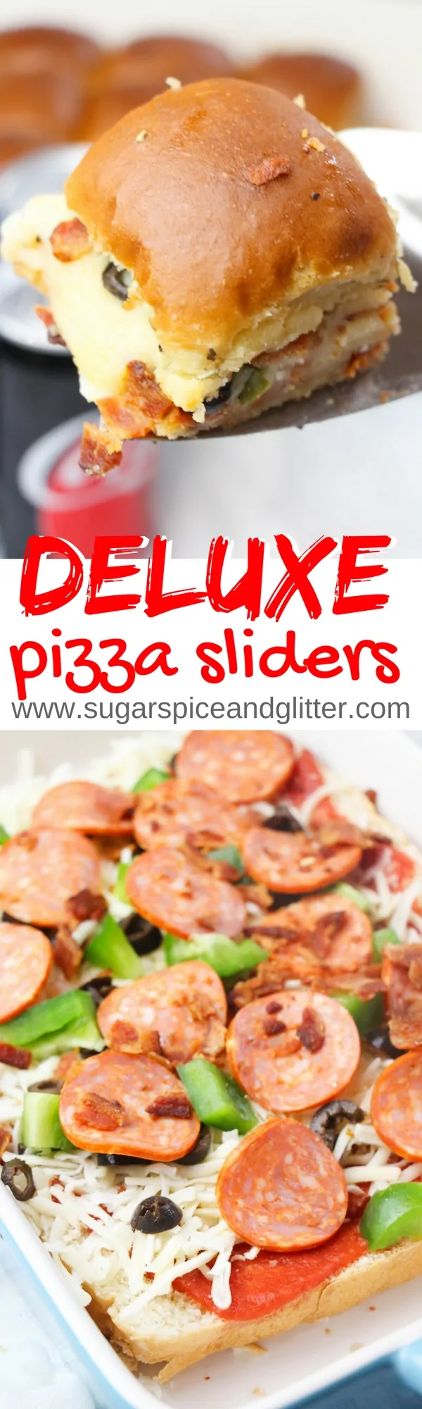 These Deluxe Pizza Sliders come together in less than 5 minutes prep time. Buttery, cheesy and with a little bit of kick - these are the perfect appetizer for a picky crowd