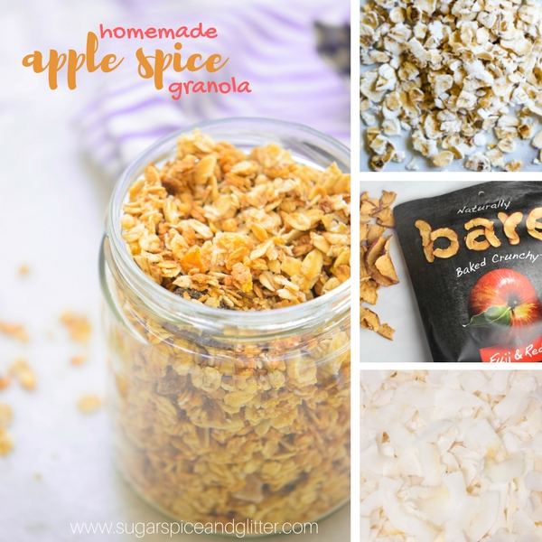 How to make an easy homemade apple spice granola recipe sweetened with honey