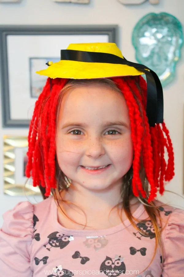 How cute is this easy Madeline hat craft for an activity after reading the classic picture book? (You can trim the hair if desired)