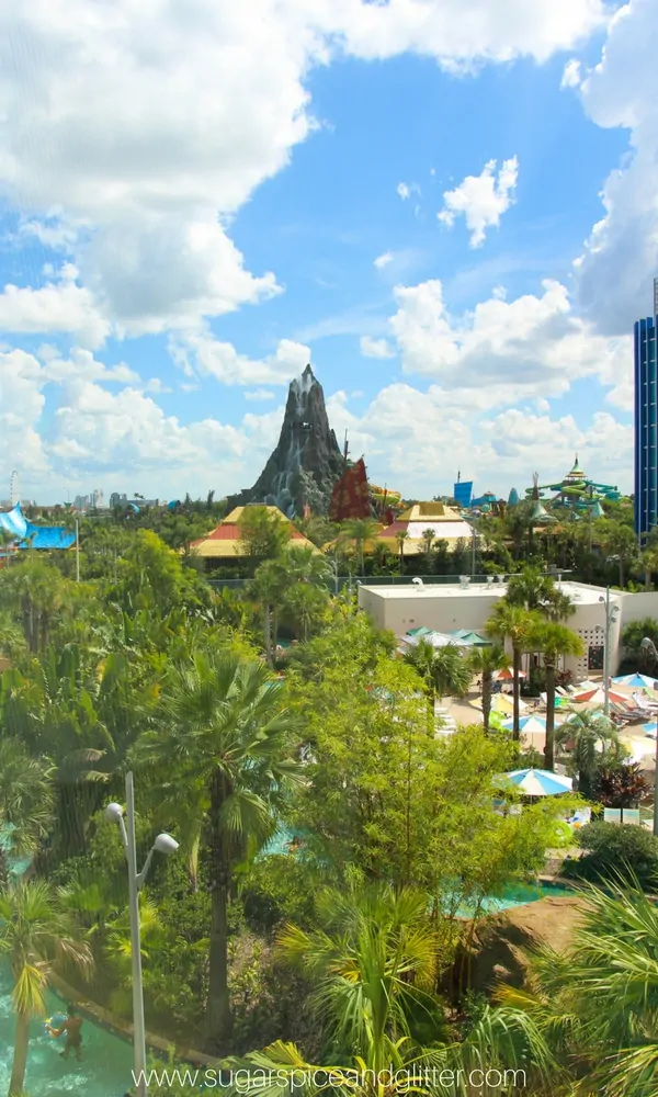 The Volcano Bay view from the rooms at Cabana Bay