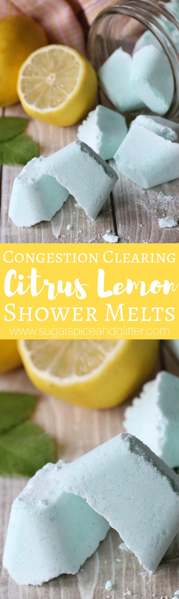 Whip up a batch of these Homemade Lemon Peppermint Shower Melts and keep them on hand when allergies or dry air reek havoc on your breathing. Shower Melts are a great way to help clear up congestion in the shower.