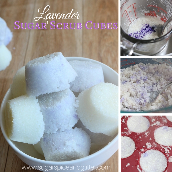 How to make a homemade lavender sugar scrub cube recipe at home