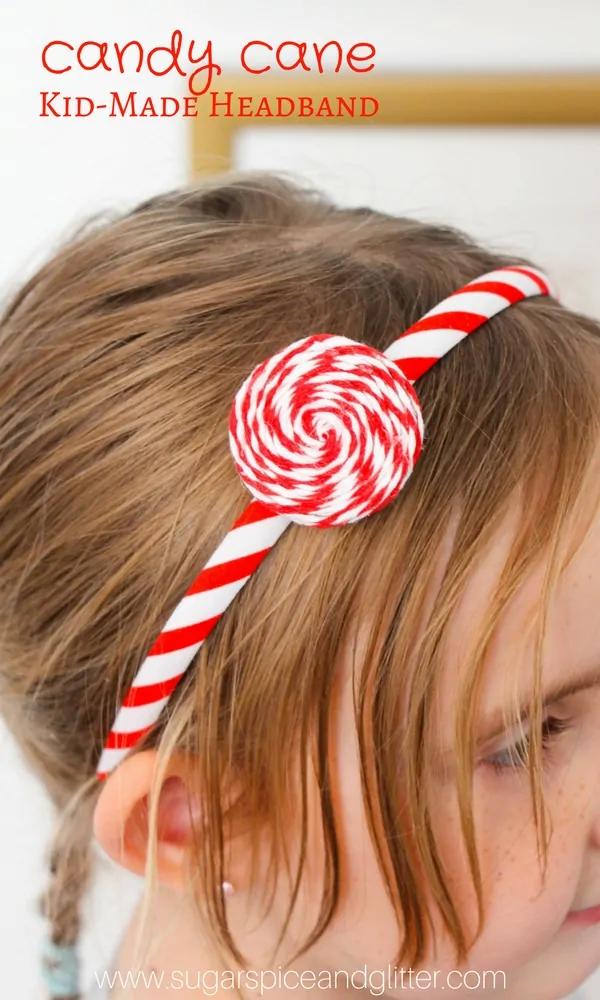 Peppermint Swirl Headband - a Candy Cane Craft for kids that's a super cute addition to a kids' Christmas outfit