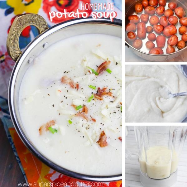 A loaded baked potato soup you can make from leftover mashed potatoes. A great way to use up holiday leftovers and an easy soup recipe kids love