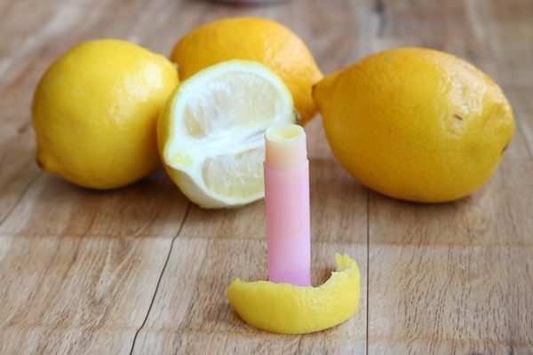 An easy DIY lip balm recipe made with shea butter and lemon essential oil