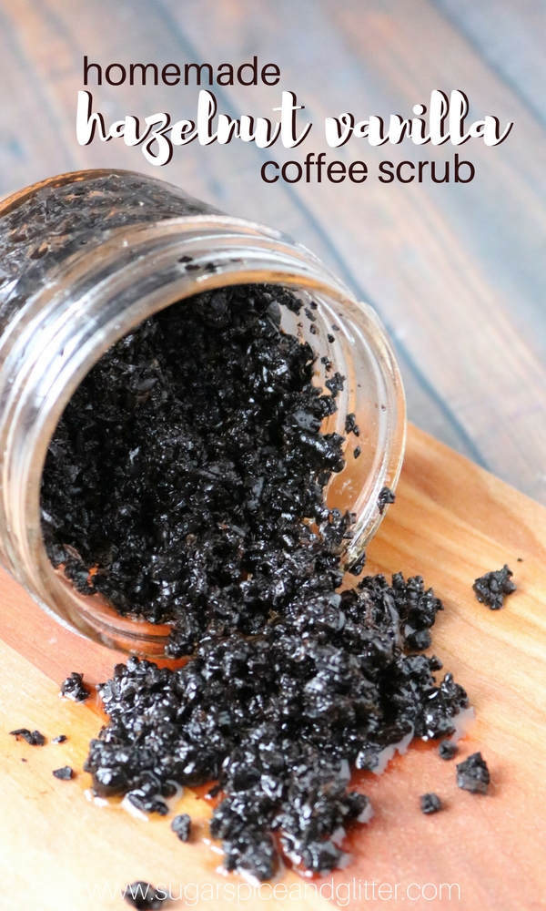 This DIY Coffee Scrub is energizing and great for cellulite and stretch marks. The hazelnut vanilla scent is natural and luxurious