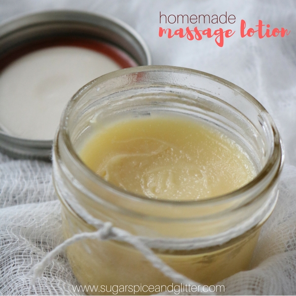 How to make a Homemade Massage Lotion with essential oils, coconut oil, shea buter and beeswax