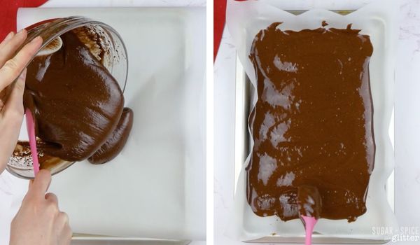 in-process images of how to make a chocolate roll cake