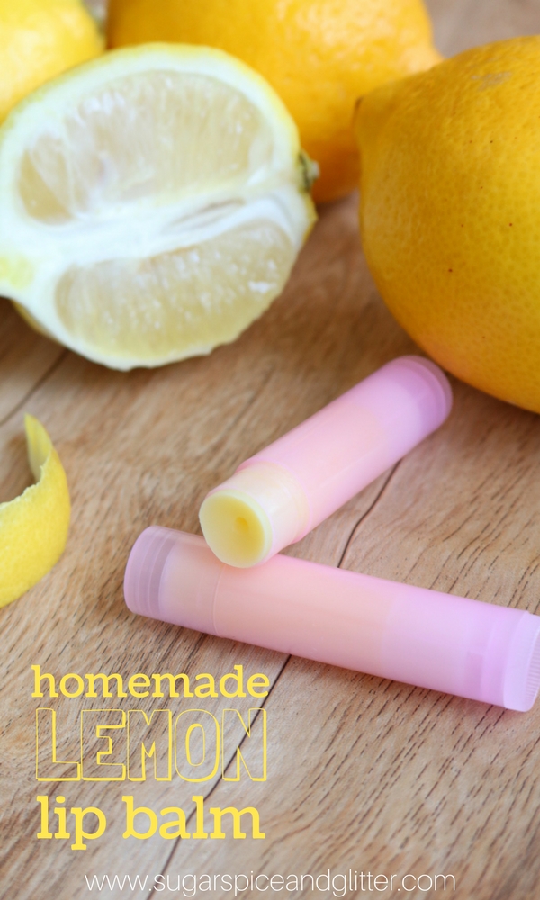 A homemade lemon lip balm recipe perfect for an easy homemade gift or a natural chap stick replacement