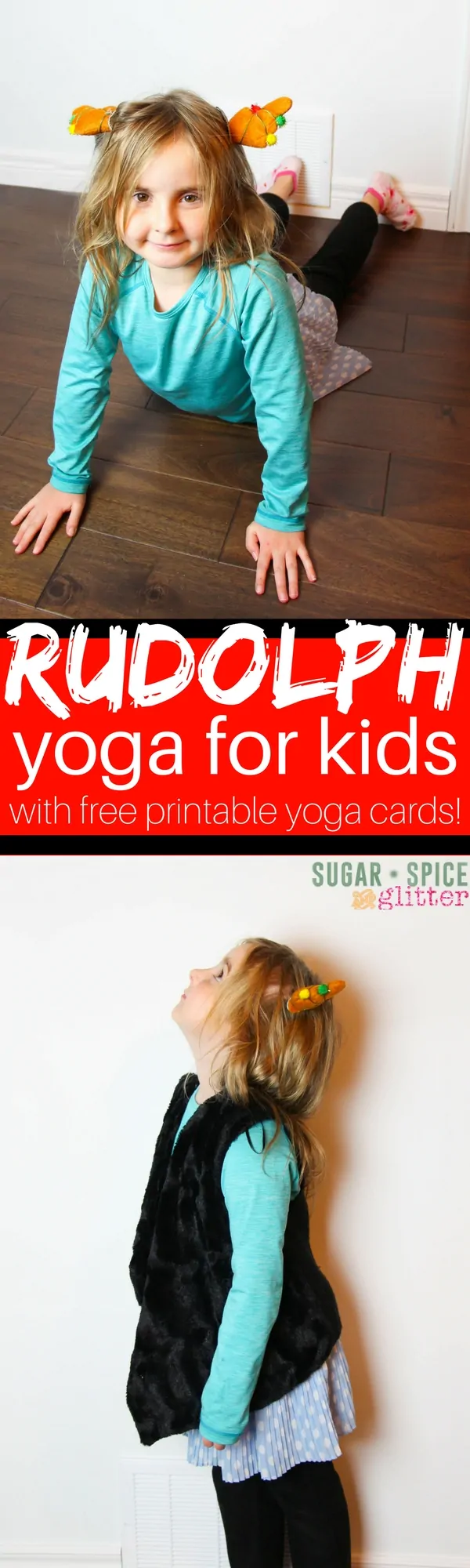 A fun winter gross motor activity for kids - a kids yoga sequence inspired by Rudolph and all his friends!