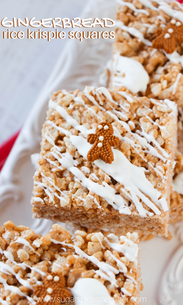 Gingerbread Rice Krispie Squares, a fun kids' Christmas recipe and it's no-bake to boot!