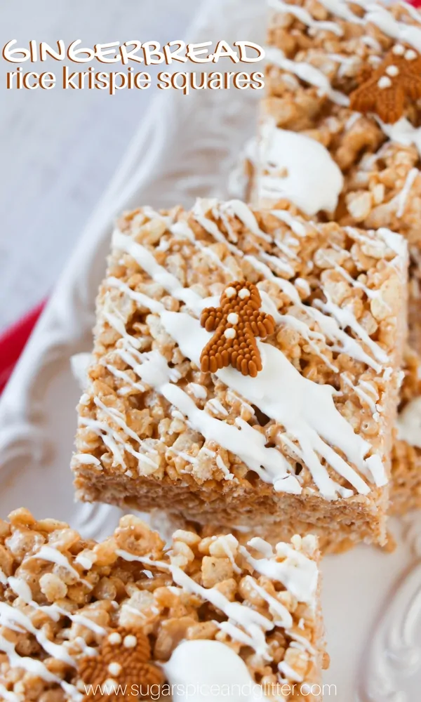 Gingerbread Rice Krispie Squares, a fun kids' Christmas recipe and it's no-bake to boot!