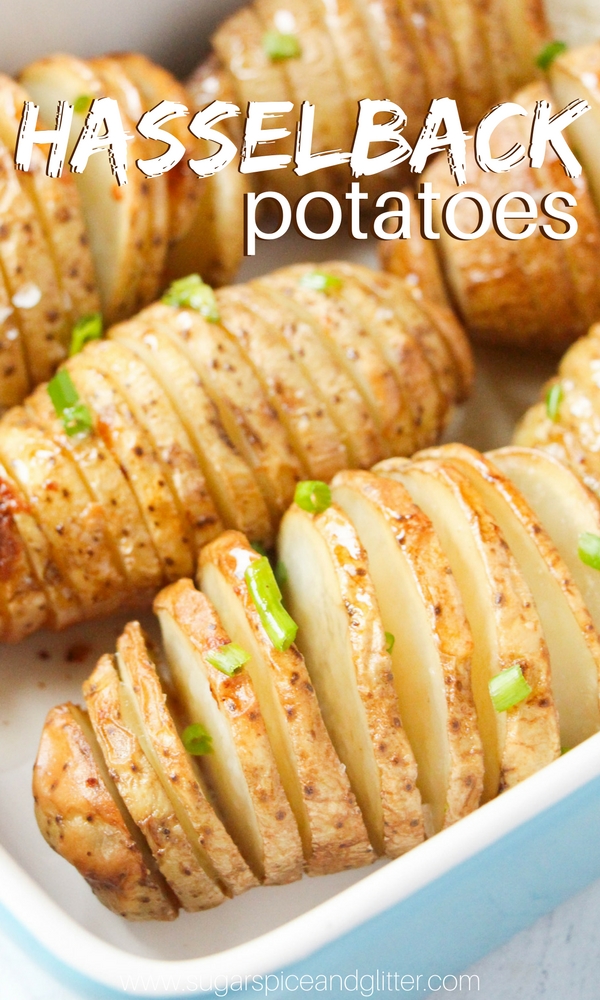 Easy Baked Hasselback Potatoes, the perfect Thanksgiving side dish - cripsy, perfectly cooked potatoes with a rich buttery taste