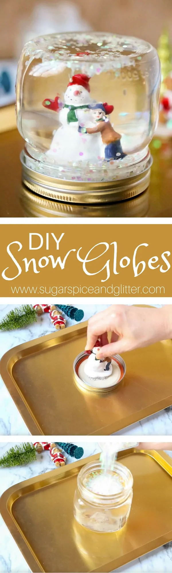 This DIY Mason Jar Snow Globe is absolutely magical craft that kids can help make! It also makes a beautiful homemade gift - customize it with favorite character figurines or travel souvenirs.