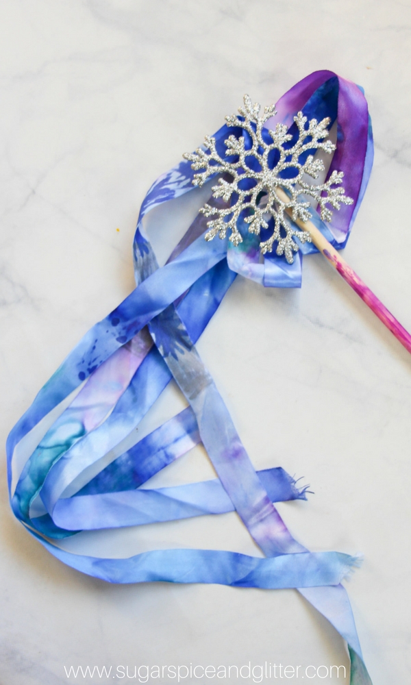 How to make a watercolor ribbon wand with permanent markers for a magical winter craft