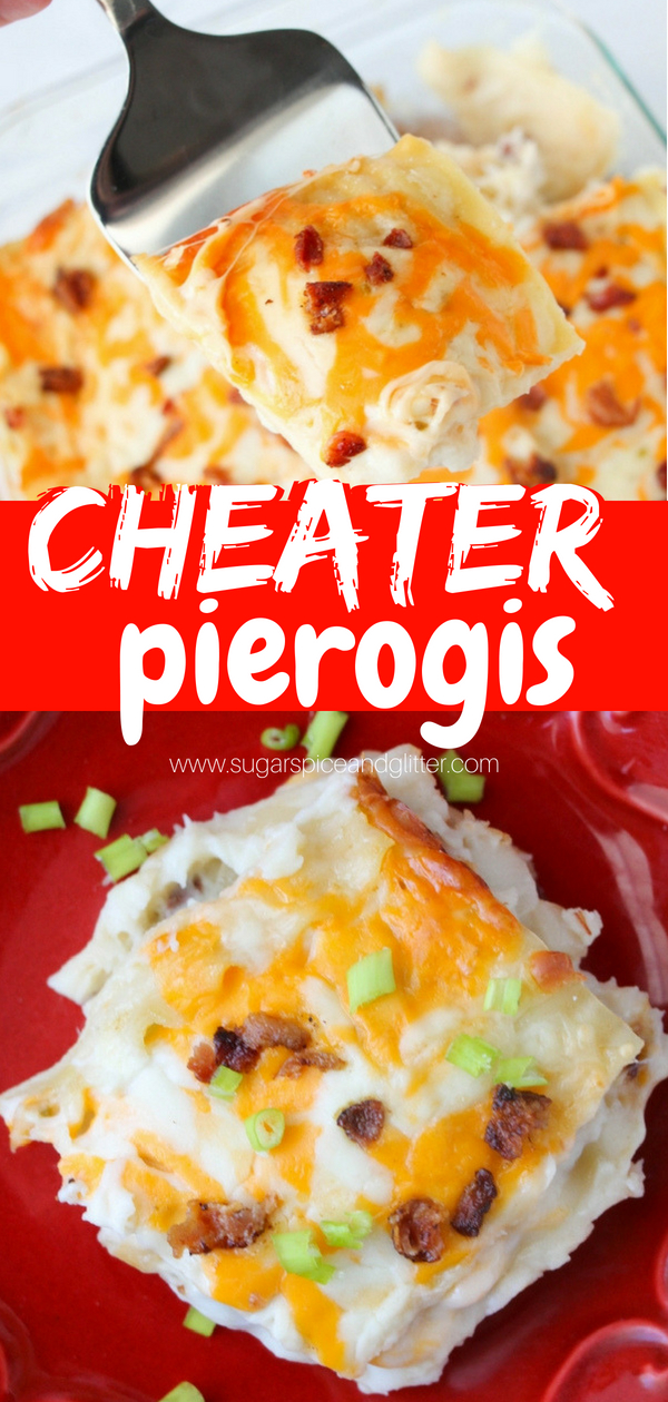 These cheater pierogis are way less work than the original, but taste the exact same! A cheater pierogi casserole is the ultimate comfort food when you're crazing bacon, cheese and potatoes - but don't want to be rolling dumplings for days