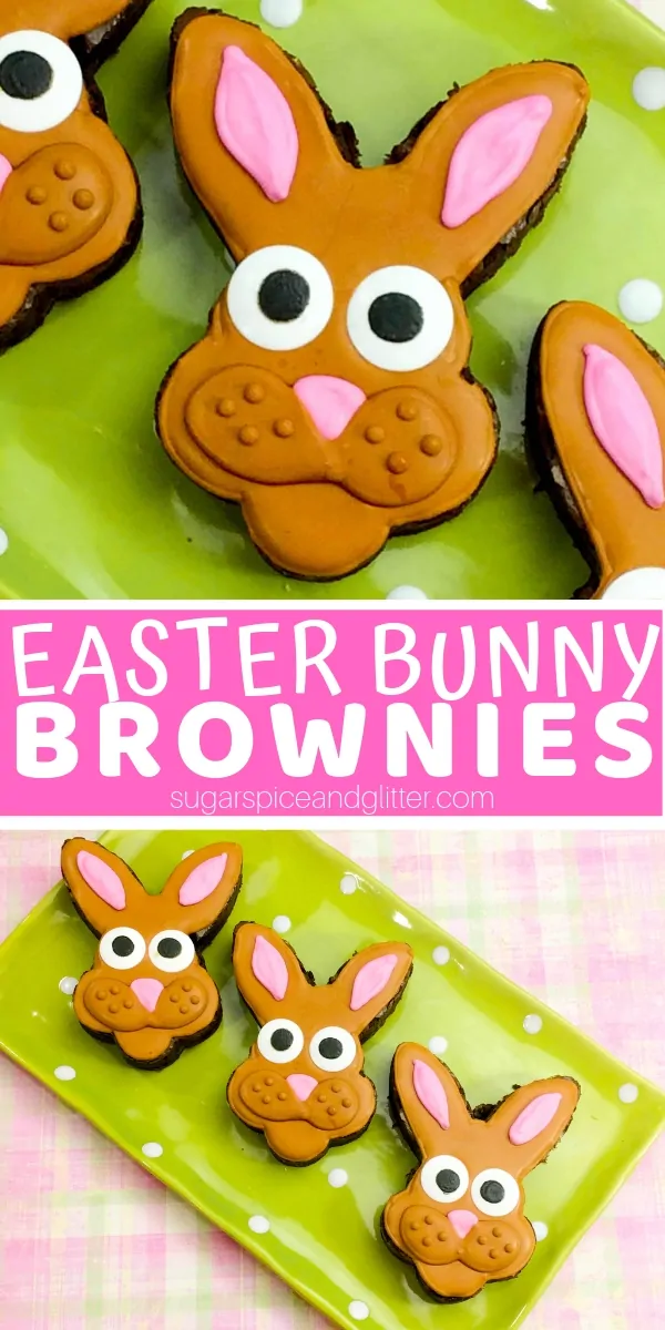 How cute are these Easter Bunny Brownies? And they are so simple to make - no crazy dessert decorating skills required!