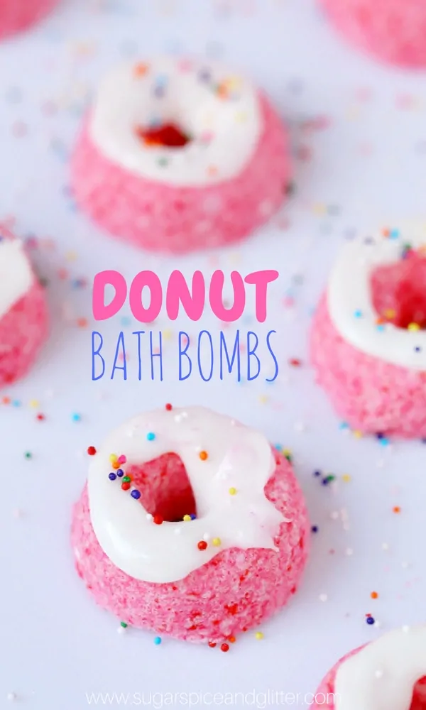 DIY Donut Bath Bombs for a sweet homemade gift idea - a non-candy homemade Valentine to pamper your loved ones