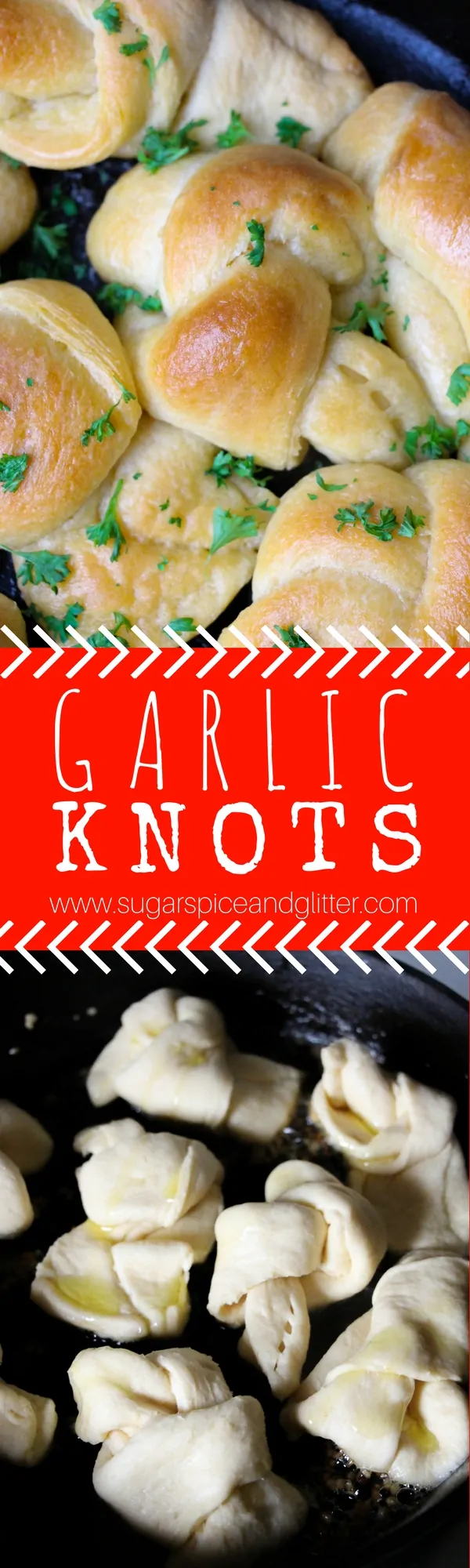 How to make Crescent Roll Garlic Knots - buttery, garlicky bread rolls that pair perfectly with your favorite pasta dishes or soups