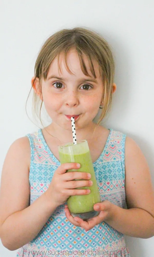 A delicious kale smoothie that kids love - an easy way to get kids to drink their vegetables!