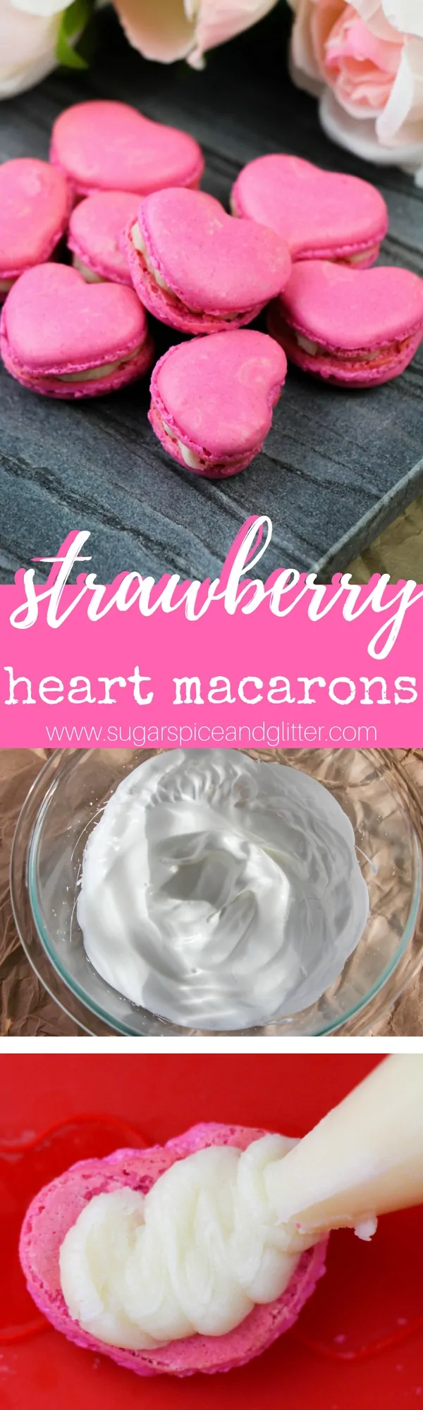 These cute heart-shaped macarons are the easiest macarons you will ever make! Strawberry macarons make a stunning Valentine's dessert, bridal shower dessert, or homemade anniversary gift