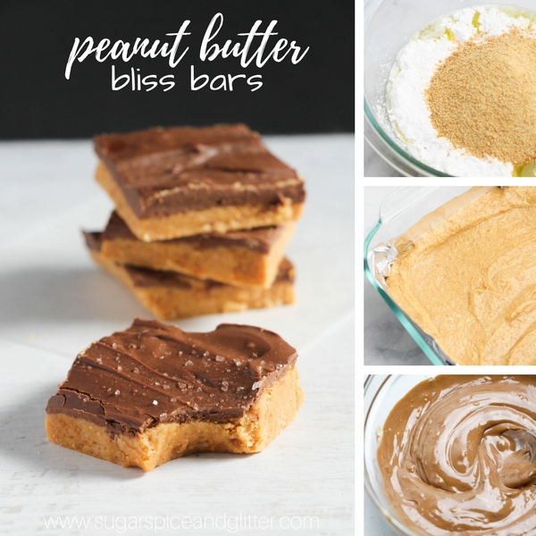 How to make peanut butter bliss bars, the best peanut butter and chocolate dessert bar recipe
