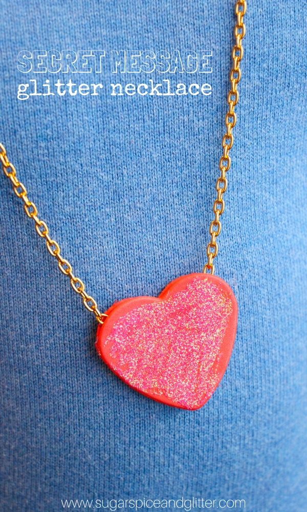 Secret Message Glitter Heart Necklaces