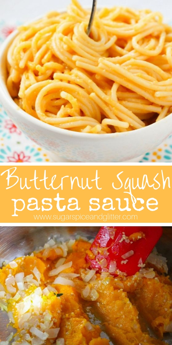 Butternut Squash Spaghetti Sauce - A dairy-free, super creamy and rich sauce with that delicious nutty, sweet yet earthy flavor of butternut squash. A unique pasta sauce recipe your kids will love