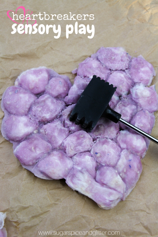 Baked cotton ball sensory play perfect for Valentine's Day or a party