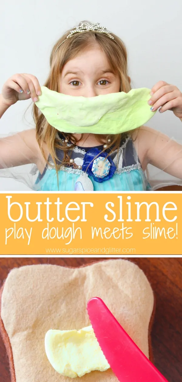 Slime that's not messy? A fun play dough-slime hybrid, this butter slime can be molded into different shapes and is great for relieving tension. We love it for kitchen play!