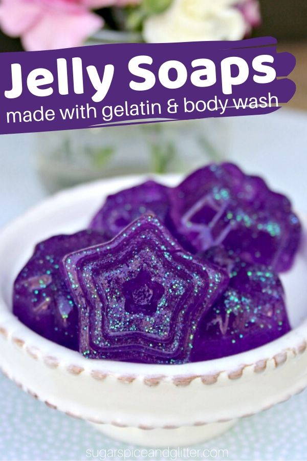 A fun homemade soap recipe kids will love to make and play with - jelly soap! Perfect for spa party favors or bridal showers, too