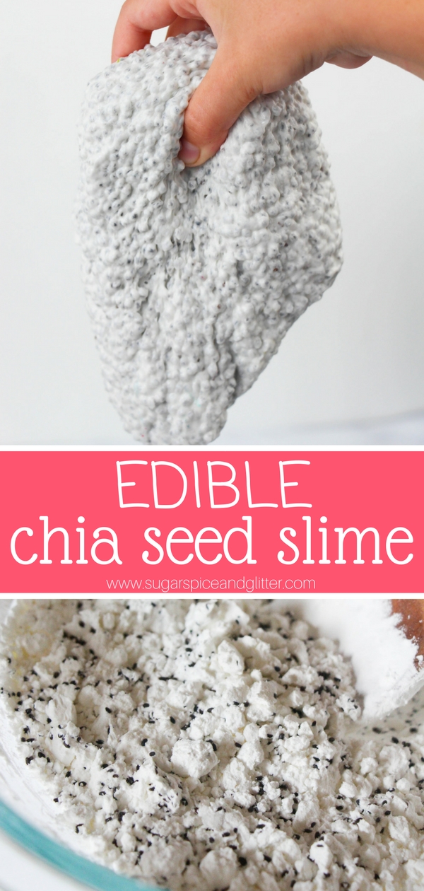 Edible Chia Seed Slime - a fluffy, bumpy slime with no glue or borax!