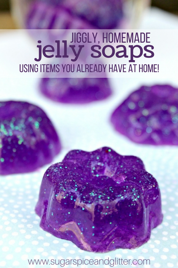 A fun homemade soap recipe kids will love to make and play with - jelly soap! Perfect for spa party favors or bridal showers, too