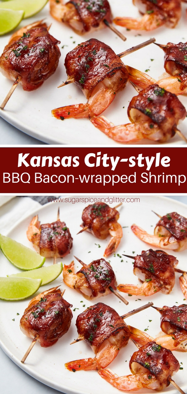 This Kansas City-style Bacon Wrapped Shrimp is a tasty and unique appetizer recipe that whips up in minutes! A fun twist on a classic seafood appetizer