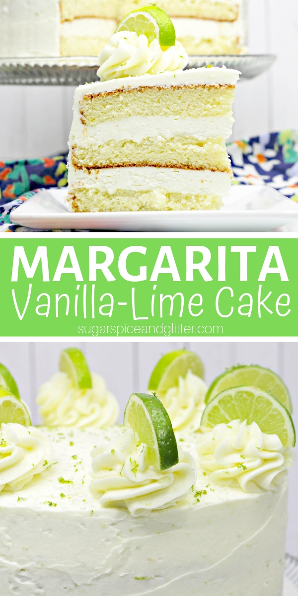 A decadent and delicious Margarita Cake with tequila in the batter! Topped with vanilla lime frosting inspired by everyone's favorite tequila cocktail
