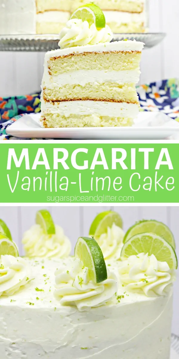 A decadent and delicious Margarita Cake with tequila in the batter! Topped with vanilla lime frosting inspired by everyone's favorite tequila cocktail