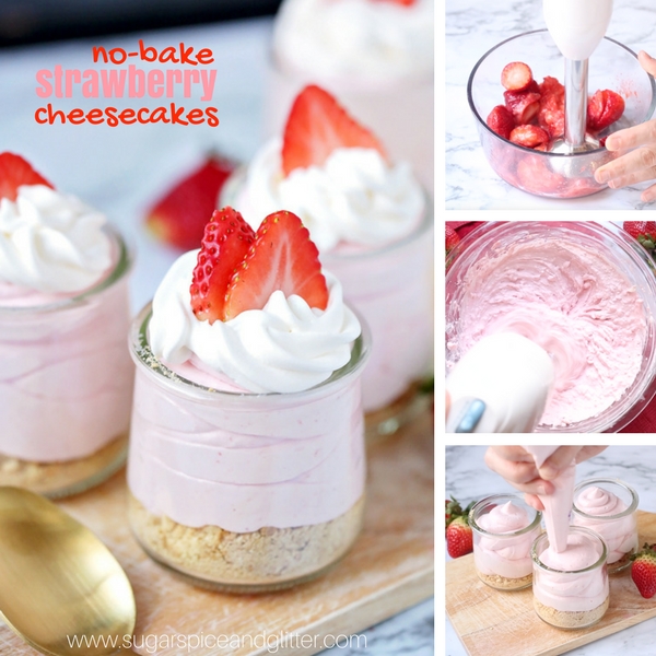 How to make no-bake strawberry cheesecakes with fresh strawberries