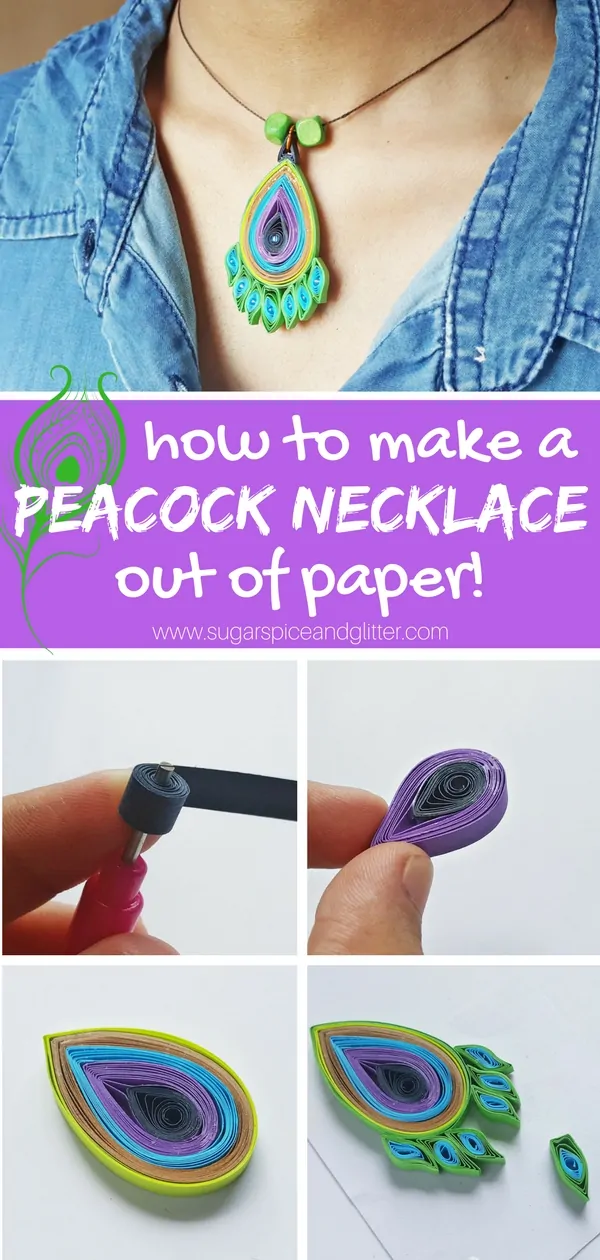 How to make a Quilled Paper Necklace - a fun DIY paper jewlery tutorial using paper quilling