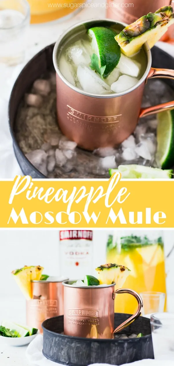A fun twist on a Moscow Mule, this Pineapple Moscow Mule uses fresh pineapple, lime and cilantro to create the ultimate summer vodka cocktail