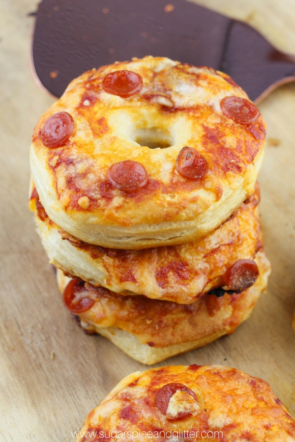 Homemade Pizza Donuts are a fun family night idea or party recipe kids can help make