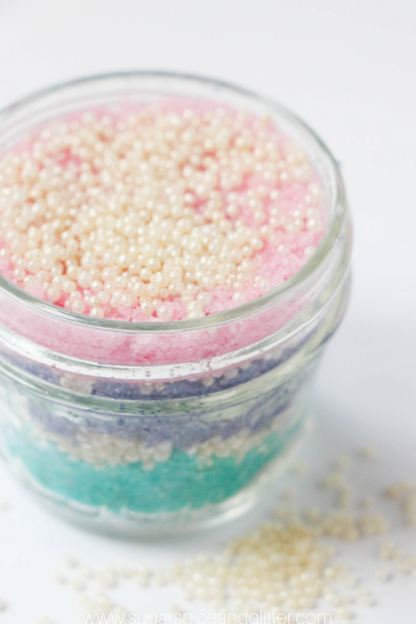A tropical sugar scrub inspired by Ariel from the Little Mermaid. This Disney DIY is uplifting and relaxing, while moisturizing your skin and preventing ingrown hairs