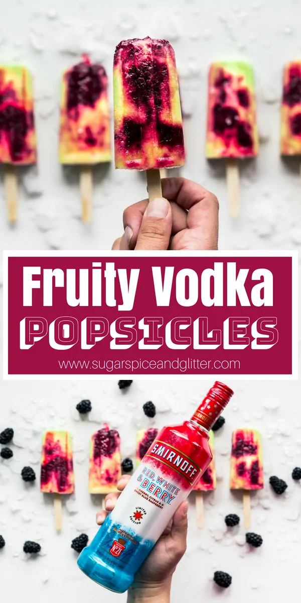 These Berry-Pina Colada Popsicles are Alcoholic Popsicles made with vodka, perfect for Summer BBQs or Ladies' Night! A delicious way to cool off and get your buzz on
