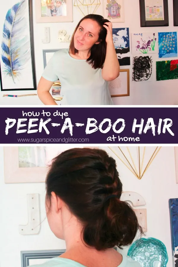 How to add a hidden under color to your hair - a fun hair color idea for brunettes for peekaboo purple hair