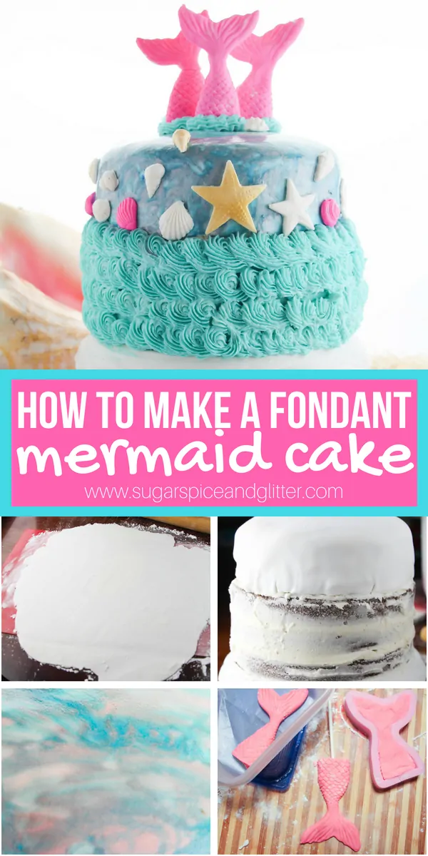A step-by-step tutorial for how to make a fondant mermaid cake - easy enough for beginners! The perfect cake for a mermaid birthday party